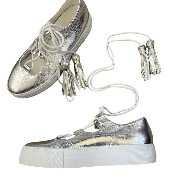 L' AUTRE CHOSE Lace-up sneakers Silver NWOT Size 39 - Picture 8 of 14